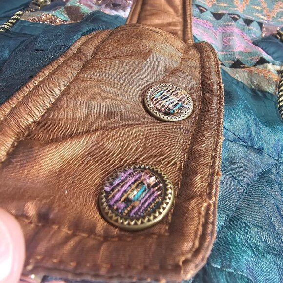 Vintage East West Jacket Womens Medium Quilted Hood Faux Fur Trim Southwestern - Picture 8 of 14